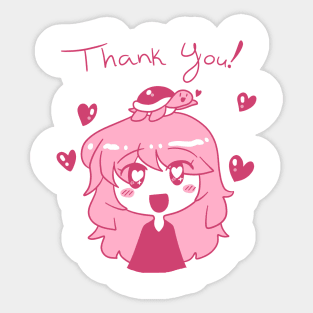 Thank You - Pink Turtle Girl Sticker